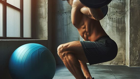 man doing back squat in garage