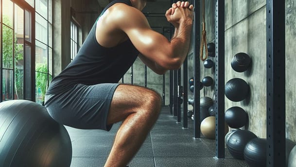 man doing bodyweight squat