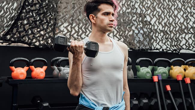 A Man Lifting Dumbbell